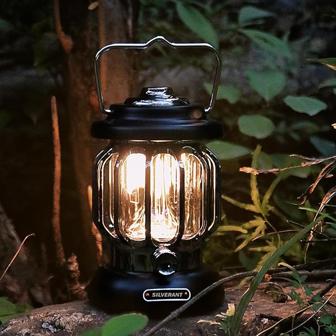 Camping Lantern Lights LED Lamp Type C Rechargeable, Emergency Light 8-130h Runtime for Power Outages, Outdoors Camping Lantern