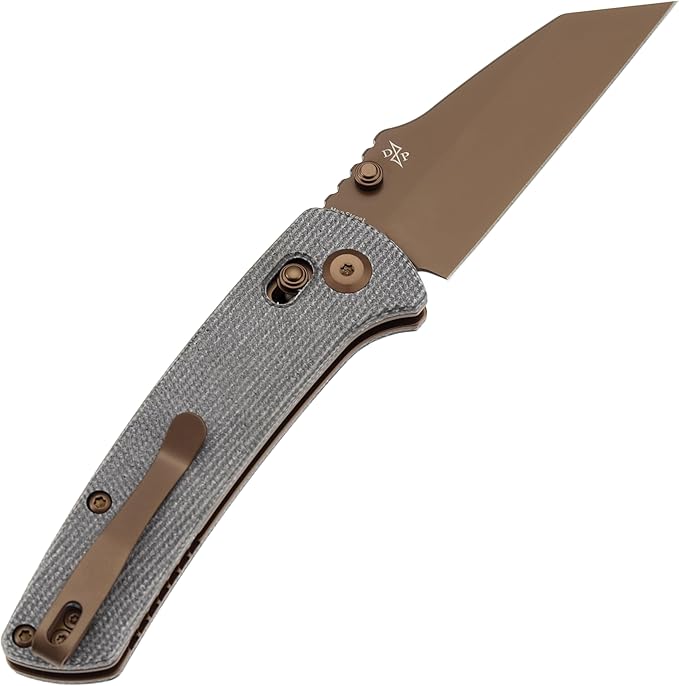 KANSEPT Main Street Pocket Folding Knife, 3.36''Rose Gold Coated 154CM Sharp Blade, Black Micarta Handle with Axis Lock and Thumb Stud, Clip for Camping Hiking Fishing Gift Everyday Carry T1015v11