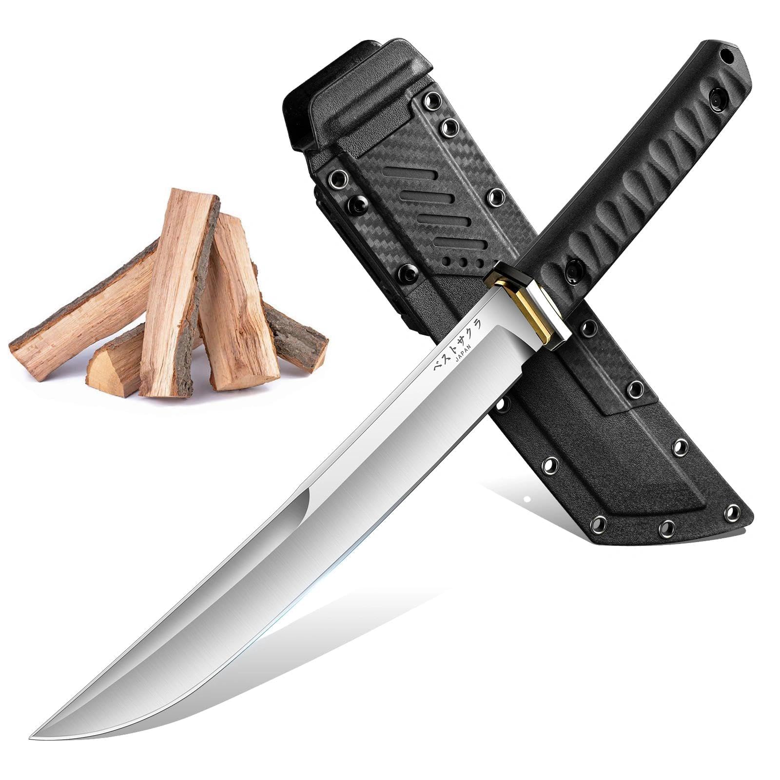 Freelander Japanese Fixed Blade Knife with Sheath, Heavy Duty Machete Knife