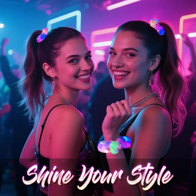 40 PCS Light up Scrunchies, 3 Glow Mode, LED Hair Accessories for Women, Glow in the Dark Party Supply for Festival Rave Slumber Party