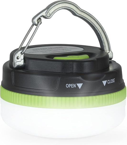 LUXPRO LP1503C Compact Hanging LED Lantern - Battery Powered Lantern - Camping Tent Light with Magnetic Base and Collapsible Carabiner Hook