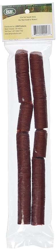 LEM Products Mahogany Fibrous Casings, 1 ½ Inches x 12 Inches, Non-Edible Sausage Casings & Products Mahogany Smoked Collagen Casings, 19mm, Edible Sausage Casings