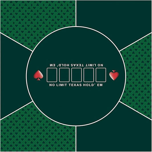 nuveti 24/31/39/47/55/63 inch Square Foldable 6-Player Texas Poker Card Tabletop Layout Portable Anti-Slip Rubber Board Game Mat Texas Hold'em Poker Mat for Family Game, Casino, Party