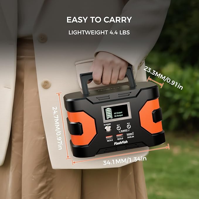 Flashfish Portable Power station 150W 166Wh with 60W Solar Panel, Pure sine Wave AC Outlet, USB-C PD 45W, QC3.0, DC Output, Backup Battery for Camping, Outdoor, RV, Emergency Home Use