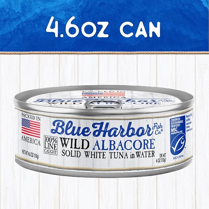 Blue Harbor Fish Co. Wild Albacore Solid White Tuna in Water with Sea Salt - 4.6 oz Can (Pack of 6)