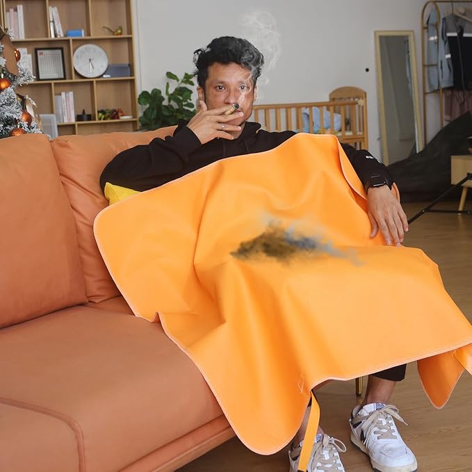 Emergency Fire Blanket for Home and Kitchen-Orange-A 2 Pack 39.3"x39.3" Silicone Fiberglass Fire Blankets Emergency for House Fireplace, Grill, BBQ,Camping,Warehouse Emergency Survival Safety