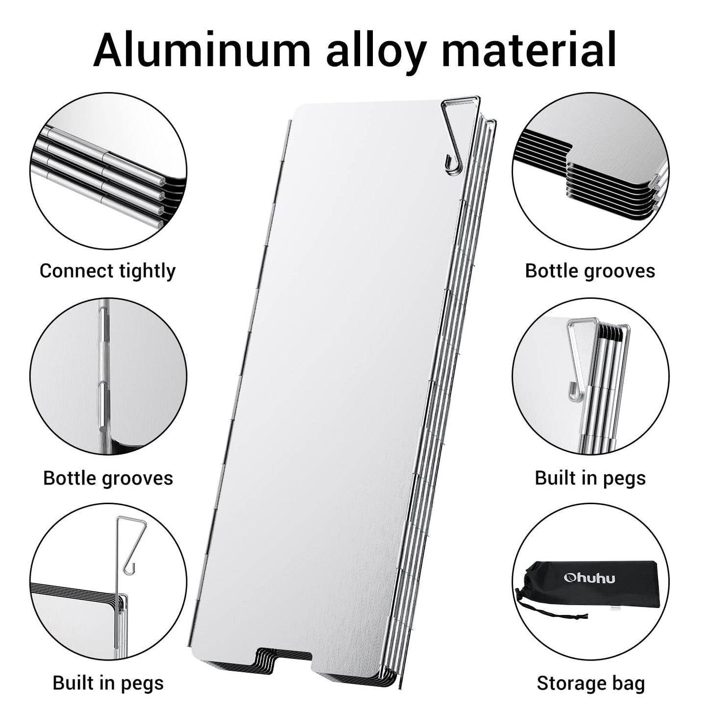 Camp Stove Windscreen, Ohuhu Camping Stove Windscreen 10 Plates Aluminum Folding Portable Camping