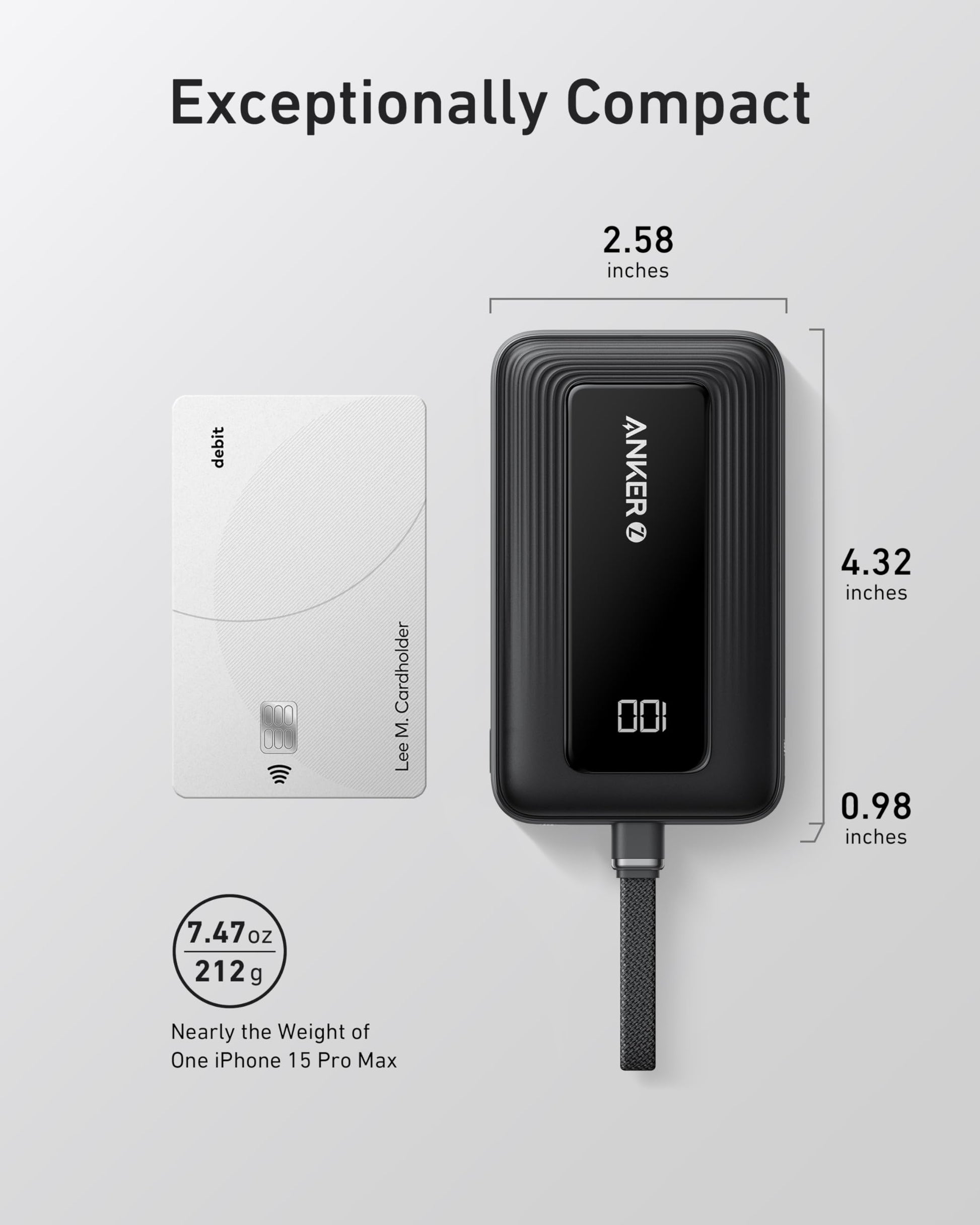 Anker Power Bank,10,000mAh 30W with USB-C Travel Essential Portable Charger