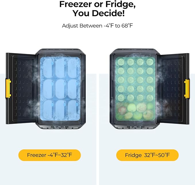 BougeRV 12 Volt Car Refrigerator, CRS 53 Quart Portable Fridge Freezer with APP Control, -4℉ to 68℉ Compressor Electric Cooler 12/24V DC 110~240 Volt AC for Truck Van RV Camping Road Trip