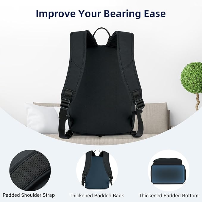 Carry On Travel Backpack For Men Women, 13 Inch Small Mini Work Bag Personal Item Backpacks, Camping Back Pack Lightweight Hiking Daypack For Office Nurse Commuter (Black)