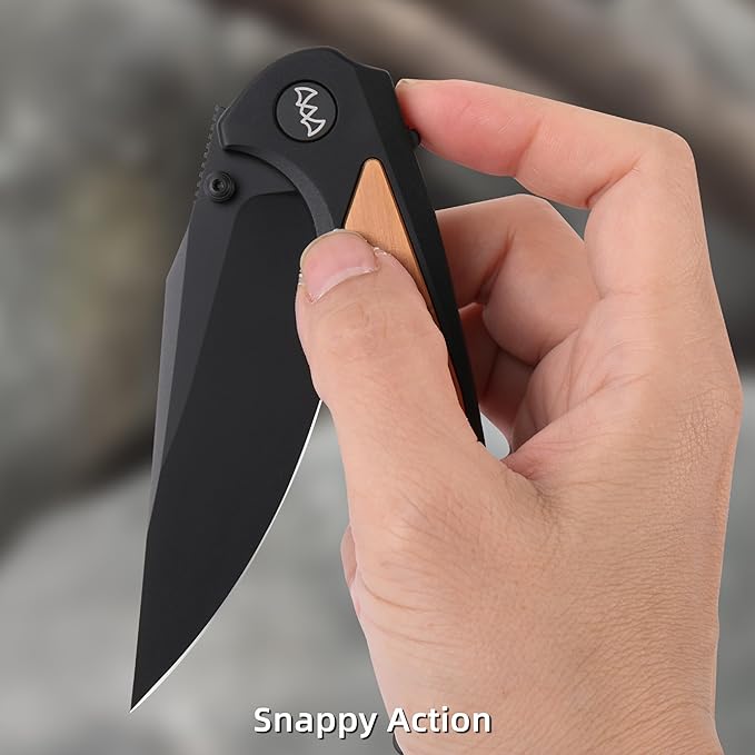 EDC Pocket Knife, 3.6" 14C28N Aluminium With Steel Inlay Handle, Folding Knife for Camping Hiking Hunting Outdoor