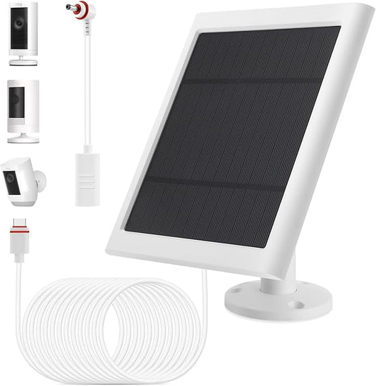 1 Pack - Solar Panel for Ring Camera, Compatible with Ring Spotlight Cam Plus/Pro(Battery) & Rings Stick Up Cam/Pro Battery & Rings Spotlight Cams Batterys with 10FT/3M Long Cable
