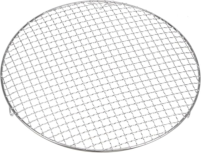 HARFINGTON Round Cooking Rack 13.8-inch 201 Stainless Steel Cross Wire Barbecue Grill Net with 20mm Legs for Cooking Baking Steaming BBQ