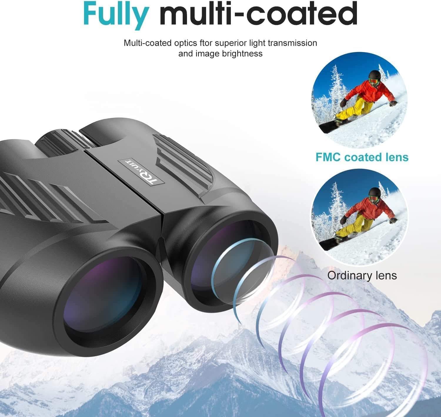 20x25 High Powered Binoculars for Adults,Compact HD Waterproof Durable and Clear BAK4 Prism FMC