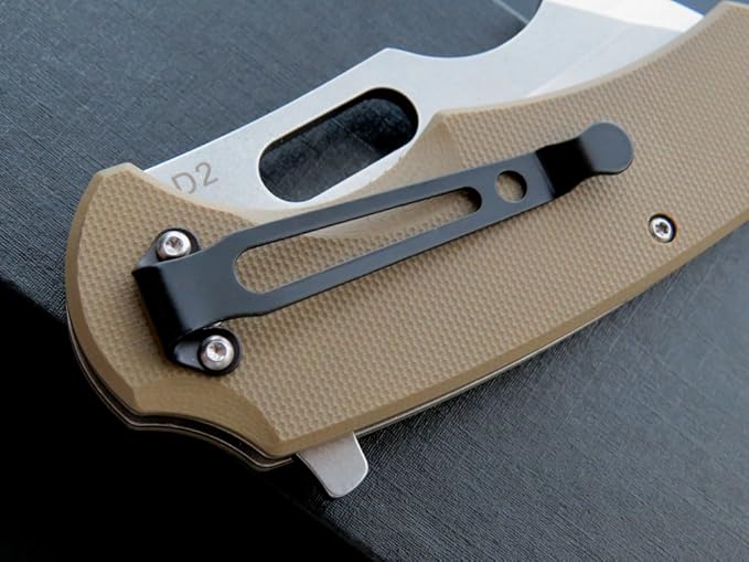 Eafengrow Pocket Knives D2 Blade and G10 Handle Folding Camping Knife Mini Outdoor Pocket Knife Survival Tool (EF13-brown)