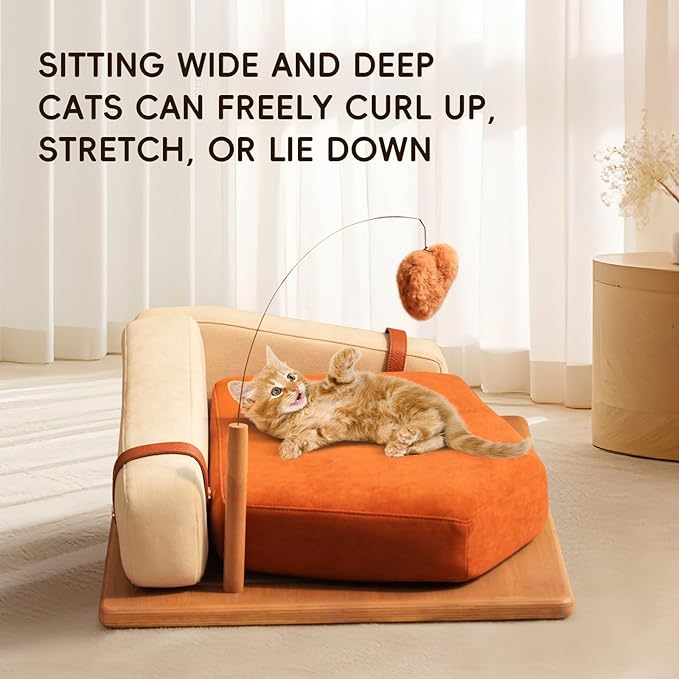 Auto Care Cat Sofa Bed, Solid Wood cat Sofa. Inspired by The Geometric Impressionist Painter Mondrian, The Combination of Building Block Gameplay Provides Cats with a Comfortable Experience (Iceberg)