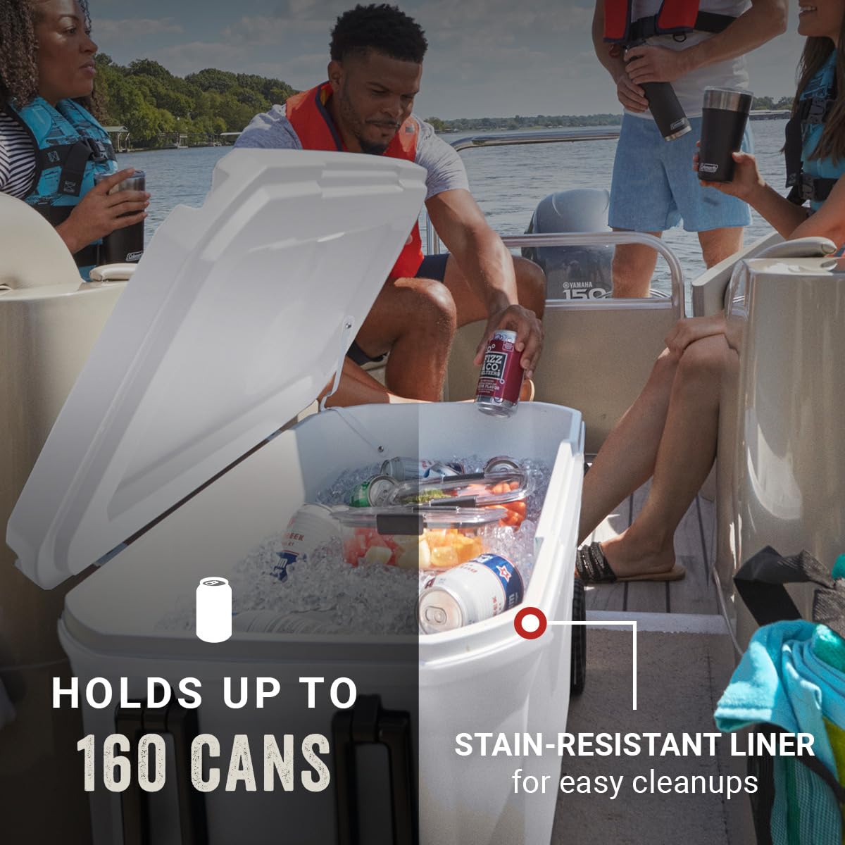 Coleman Classic Series 100qt Wheeled Marine Cooler, Fully Insulated Lid & Body Keeps Ice up to 5