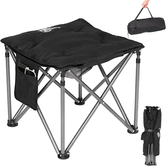Camping Stool with Removable Padded Oversized Camping Foot Stool Ottoman 450 lbs Heavy Duty Camp Stool Camping Chair Foot Rest Foldable Footrest