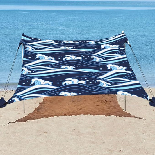 YUKIHOME Beach Tent Sun Shade Canopy Tent, UPF 50+ Camping Beach Sun Shelter 10 x 10ft 4 Pole, Lightweight, Easy Set Up and Carry