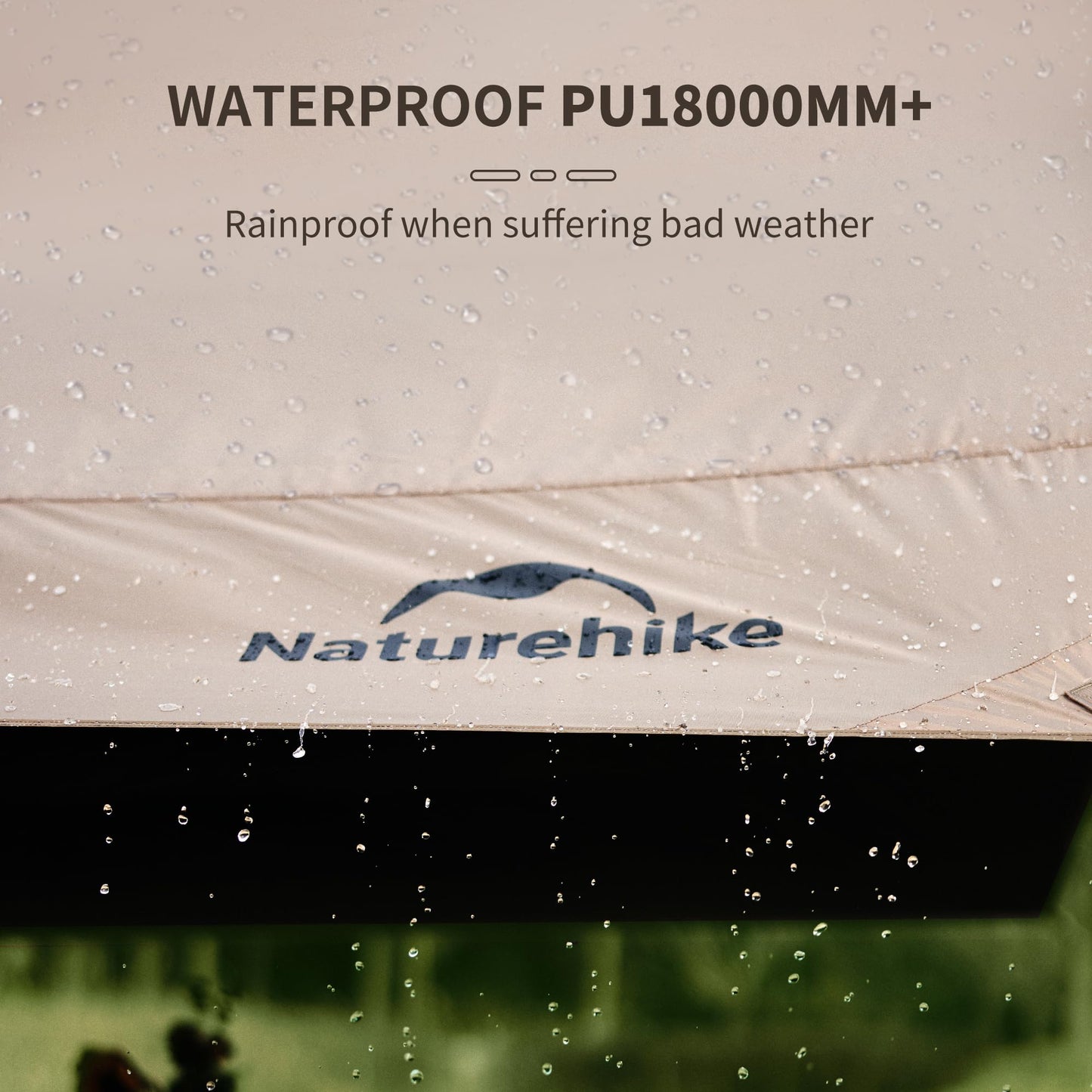 Naturehike Cloud Skies Camping Tent Tarp with Poles, Waterproof PU 18000mm+ Rain Shelter, Anti-UV