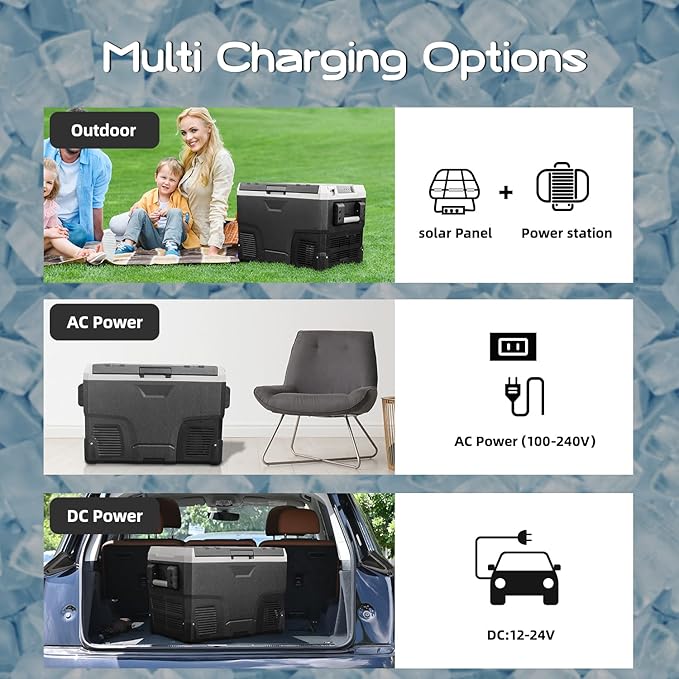 Alpicool IR42 Portable Fridge 12 Volt Car Refrigerator 42 Quart Fast Cooling Freezer for Fishing, Camping, RV, Truck, Boat-12/24V DC(Black &Grey)