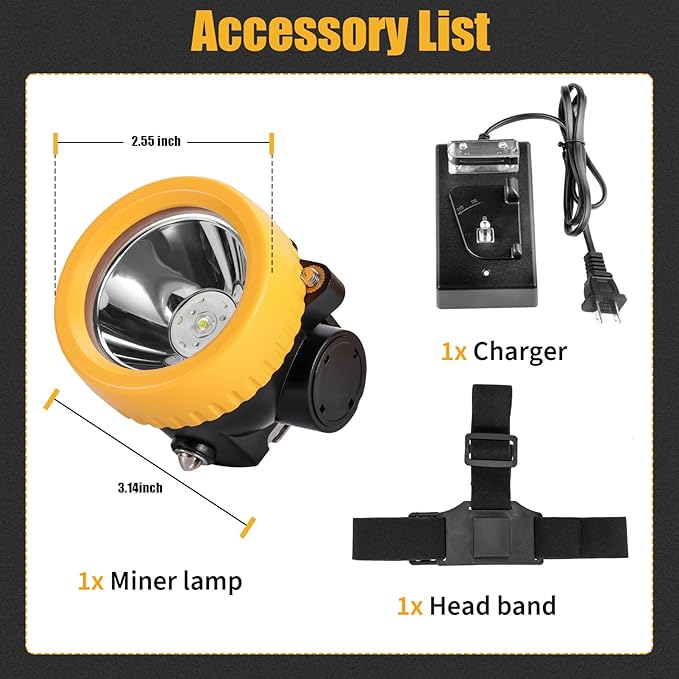 Rechargeable Mining Headlamp with 7 LEDs, Explosion-Proof Cap Light for Coon Hunting, Hard Hat Helmet Flashlight for Mining, Fishing, Hiking, Outdoor Night Work, Waterproof Headlight