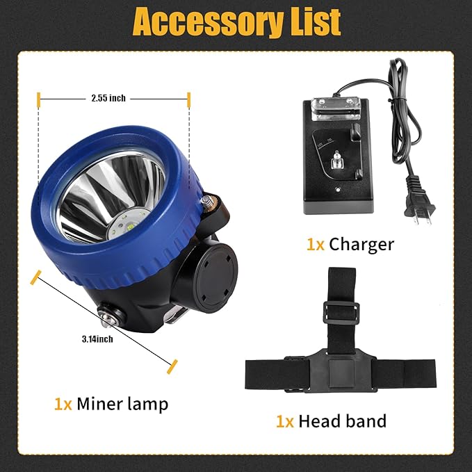 Mining Headlight Rechargeable Cap Lamp, 7 LEDs Super Bright Explosion Proof Hard Hat Light, Coon Hunting Flashlight for Mining, Camping, Fishing, Hiking, Outdoor Adventure Safety Lighting