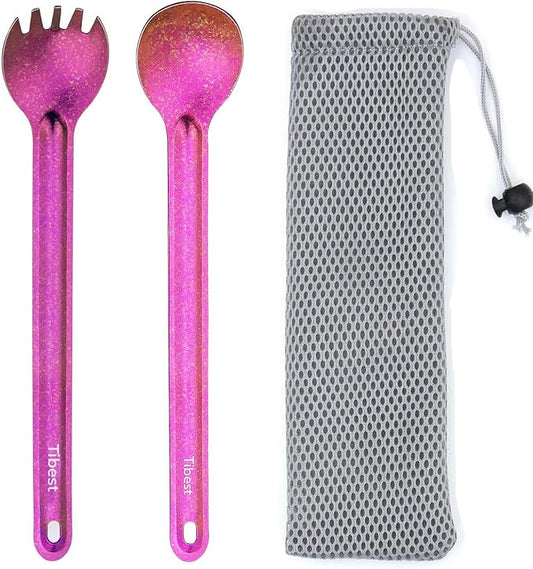Titanium Spork Long Handle, Ultra Lightweight Camping Utensil for Backpacking Camping, Hiking, Outdoors