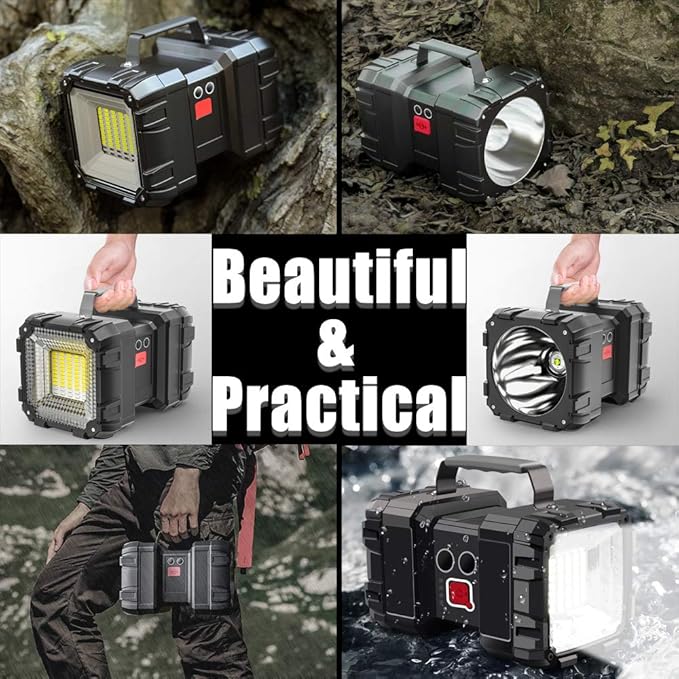 AlpsWolf Rechargeable Flashlight, LED Spotlight Flashlight 20000 Capacity 4000LM 25h Ultra-Long Standby 3+4 Lights Modes Ultra Bright Flashlight Waterproof with USB Output as a Power Bank