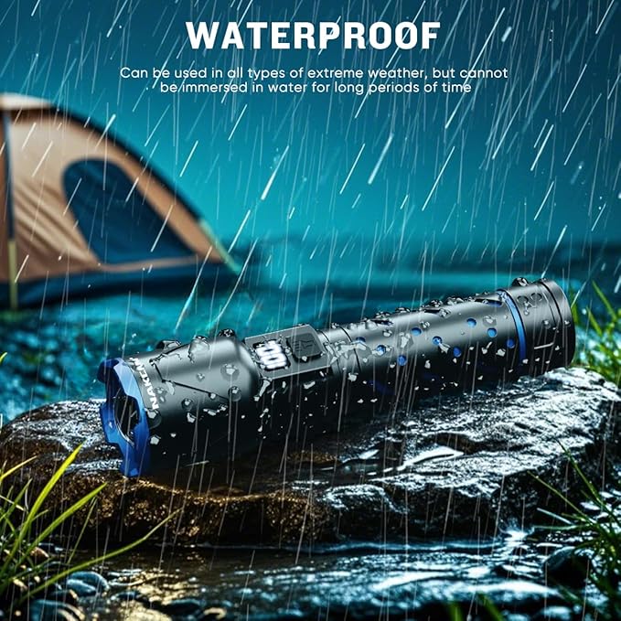 NAKCNM Flashlights High Lumens Rechargeable 2000 Lumens Super Bright with LCD Digital Display, 3 Mode, Waterproof, Powerful Tactical Flashlight for Camping Outdoor Emergencies