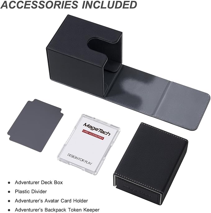 Adventurer [Paragon] Commander Kit - Avatar Holder + Backpack Dice Box Snap-On Back Panel, with Life Tracker - MTG Commander/EDH - Black/Grey