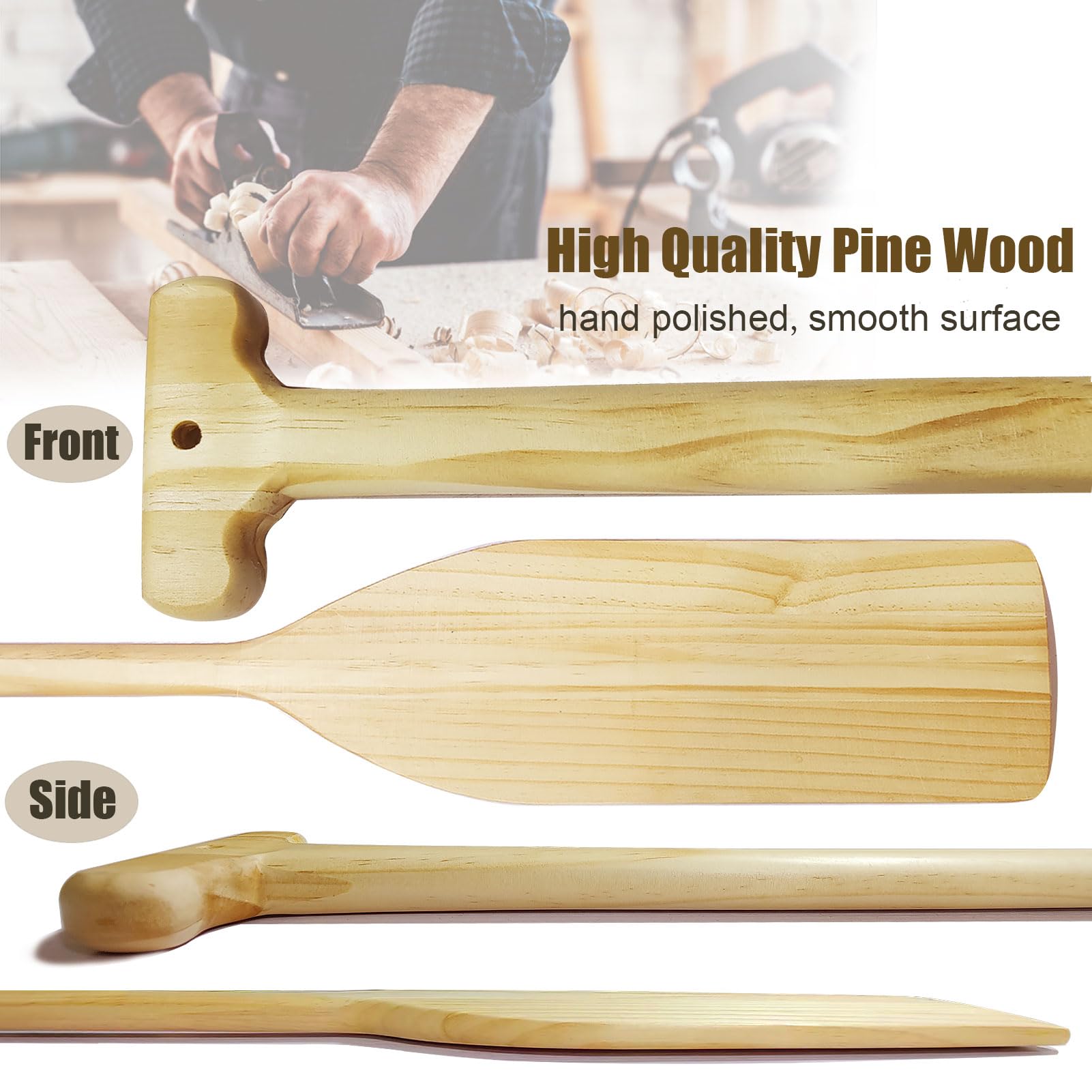 Oar Canoe/Kayak Paddle 2 Pack,4ft Wooden Boat Paddle,48'' Pine Wood Oars