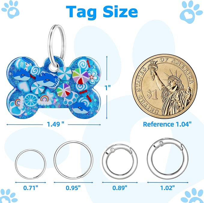 Resin Dog Tags Personalized for Pets with QR Code, Silent Online Editable Pet ID Tags for Medium to Large Breeds Dogs Cats, Scan Alerts & Send Location, No App No Subscription Fee, Hand Made (1.5*1")