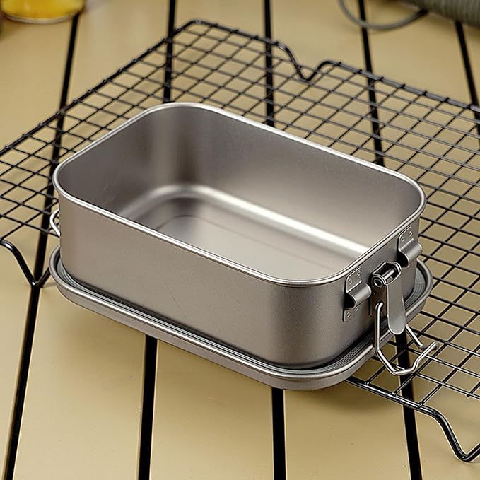 800ml Titanium Lunch Box with Leak-Proof Lid Camping Cookware Lightweight Outdoor Cooking Pan for Backpacking Hiking Picnic & Travel RT038T (without handle)