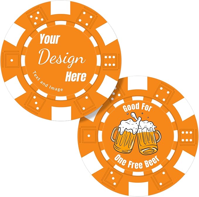 50 Custom Poker Chips,Personalized with Your Logo Image or Text,11.5g Clay Casino Chips for Events or Gifts