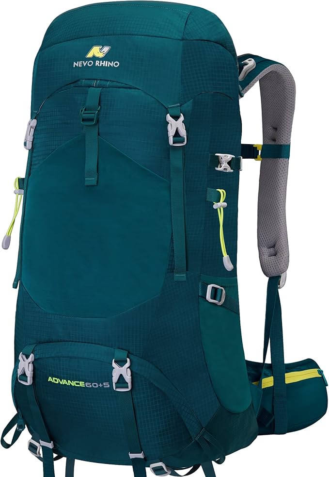 N NEVO RHINO Internal Frame Hiking Backpack 50/60/65/70/80L, Mountain Climbing Camping Backpack Daypack Waterproof Rain Cover