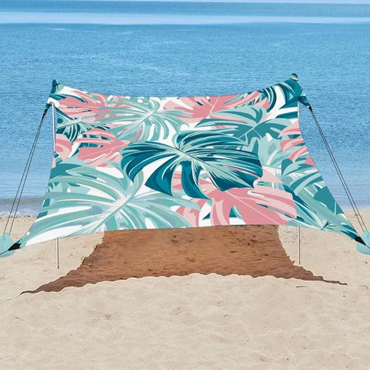 YUKIHOME Beach Tent Sun Shade Canopy Tent, UPF 50+ Camping Beach Sun Shelter 10 x 10ft 4 Pole, Lightweight, Easy Set Up and Carry