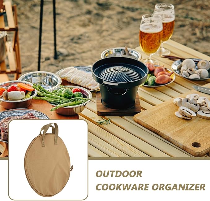 Garneck Outdoor Cast Iron Skillet Storage Bag Portable Frying Pan Pouch for Camp Cooking Convenient Outdoor Cookware Storage and Versatile Carrying Case