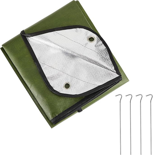 Kingdder 1 Pcs Heavy Duty Emergency Blanket for Survival 60 x 82 Inches Thermal Tarp Insulated Tent Camping Tarp Infrared Blocked Blankets for Rescue Camping Hiking(Green)