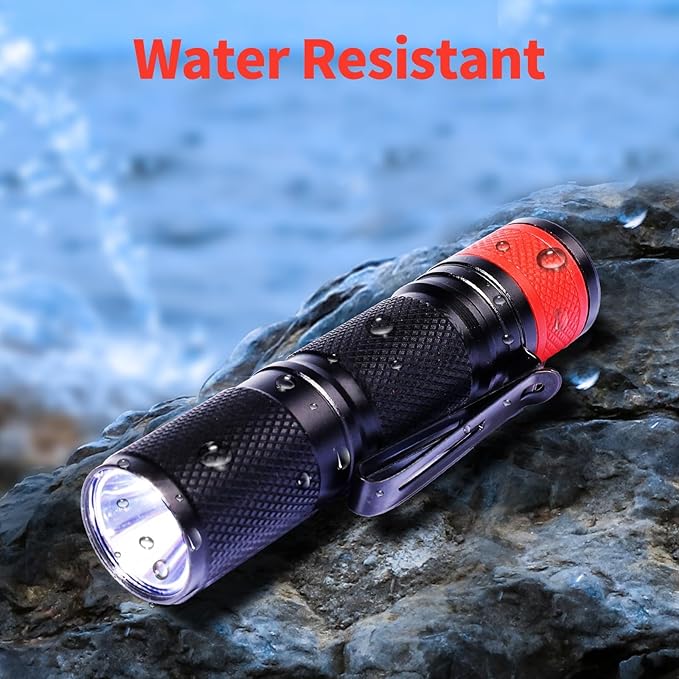 KunHe 7 Pack Red Light Flashlight 3W Mini Waterproof Aluminum Pocket Flashlight with Clip for Turtle Observation Hunting Night Vision Outdoor Activities Single Mode Gift