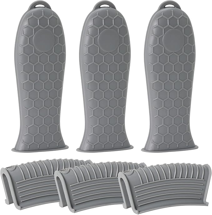 Joyhalo Cast Iron Skillet Handle Cover, 6 Pack Heat Resistant Pot Covers, Silicone Sleeve for Pans, Grey