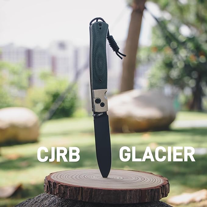 CJRB Glacier Pocket Knife, 3.54'' AR-RPM9 Steel Blade EDC Knife with Micarta Handle for Men Women Camping Hiking Survival(1961 Green)