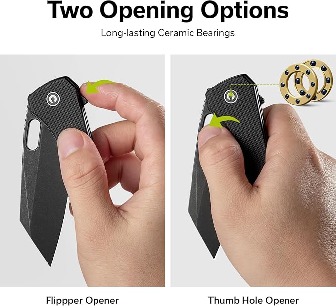 CIVIVI Nugz Folding Pocket Knife for EDC, 3.17" 14C28N Reverse Tanto Blade G10 Handle Flipper Knife for Ideal Gift to Men Women C23060-1 (Black)