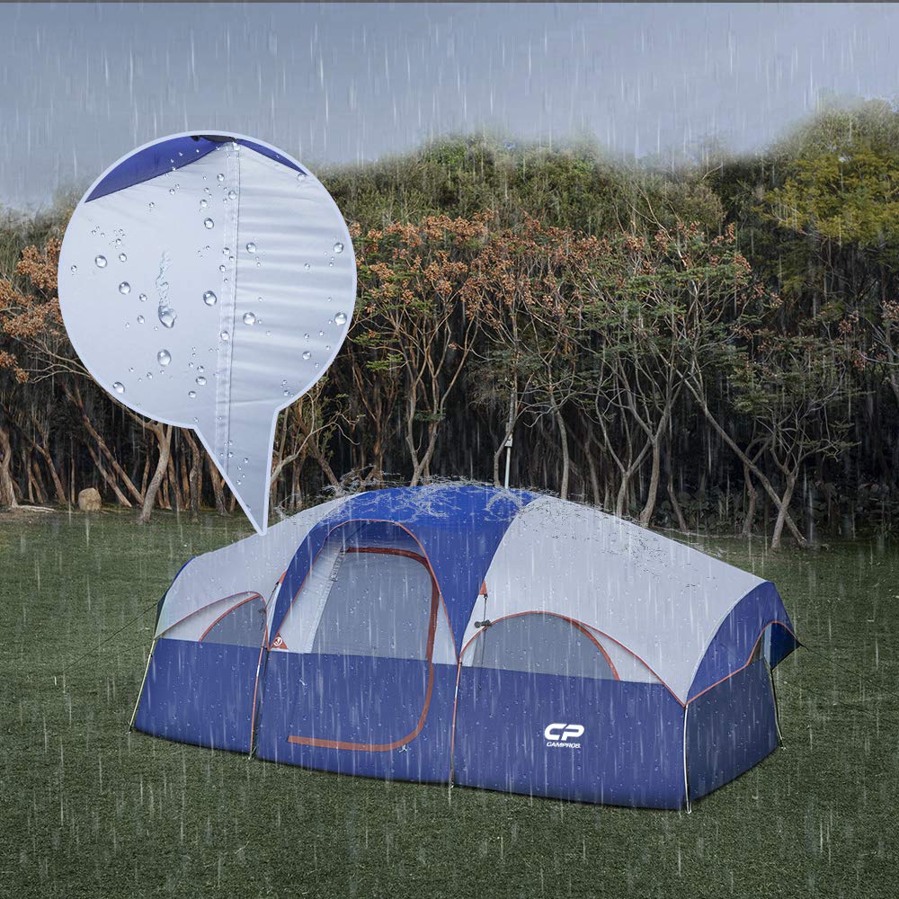 CAMPROS CP 8 Person Camping Tent, Room Divider, Rainfly, Weather Resistant