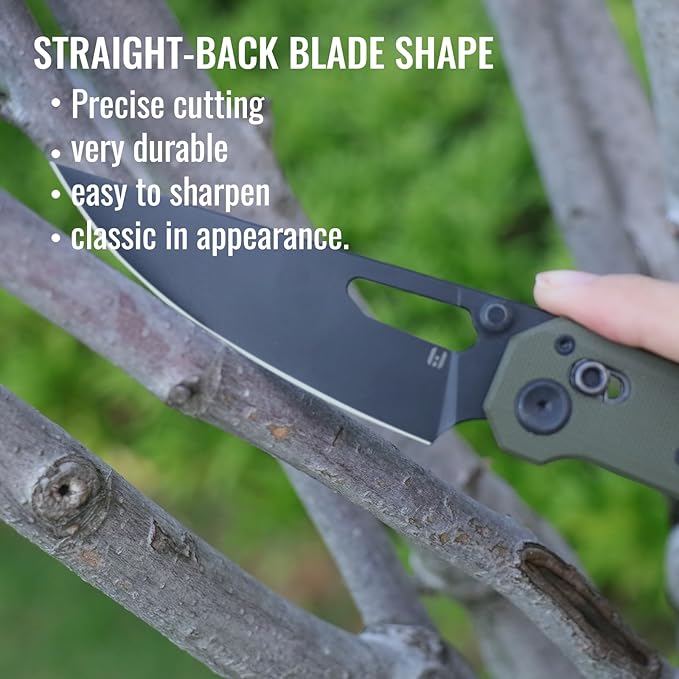 Sharplyn Folding Pocket Knife, 3.6" 14C28N Steel Blade with Black PVD Non-Slip OD Green G10 Handle Lightweight EDC Knife for Men Women Sharp Clip-On Knives for Camping Survival Hiking