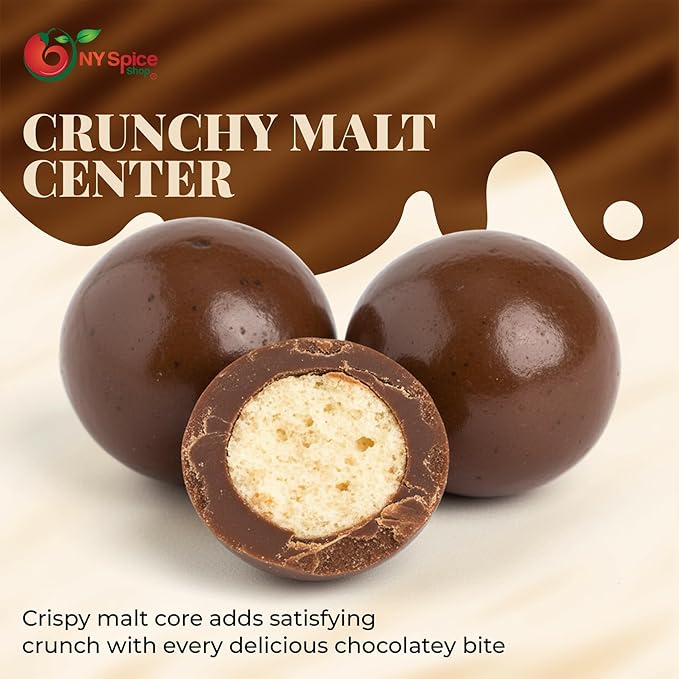 NY Spice Shop Maple Chocolate Malt Balls Party Decorations - 1 Pound Malted Milk Ball Candy Birthday Gifts - Chocolate Malted Milk Ball - Dark Chocolate Malt Balls Holiday Snacks