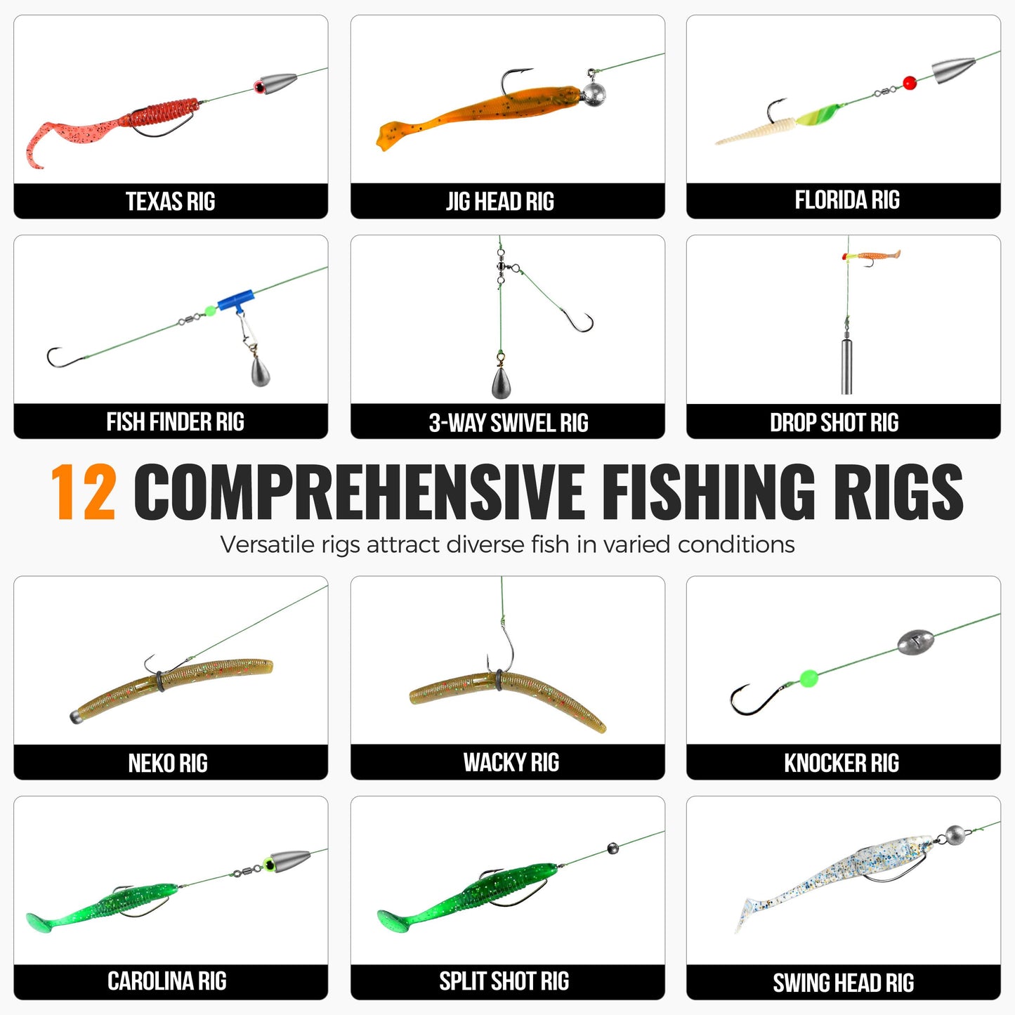 PLUSINNO 264/397pcs Fishing Accessories Kit, Organized Fishing Tackle Box with Tackle Included
