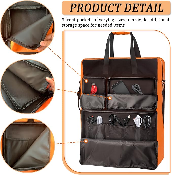 Padded Utility Solar Panel Bag,for Jackery 100 watt Solar Panel,Double Layer Design, Can Hold 2 Battery Panels,Orange