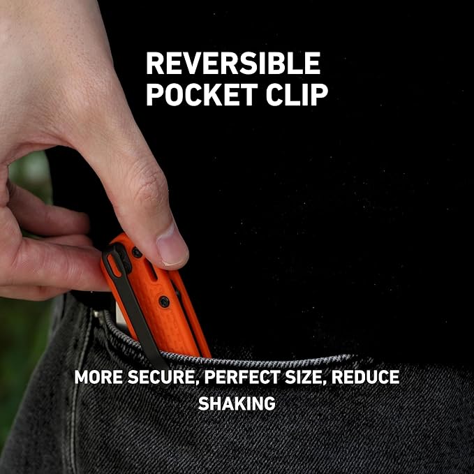 CJRB Pyrite-Light Folding Knife with 3.34'' Upgraded AR-SFII Steel Blade, Sharp Pocket Knives for Camping Survival Hiking, J1945 Orange