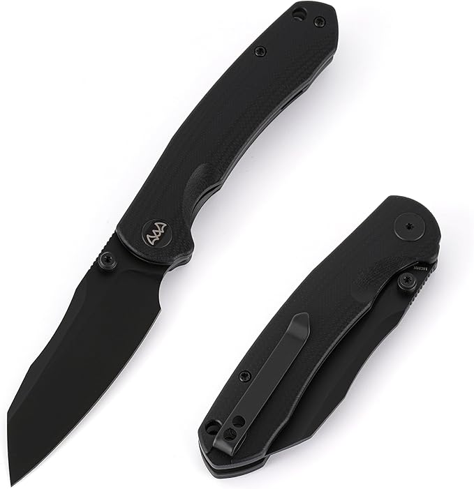 Folding Pocket Knife, 3.35" 14C28N Blade G10 Handle EDC Knife with Liner Lock, Small Pocket Knife with Clip for Men, Sharp Camping Hiking Hunting Survival Knives (Black)